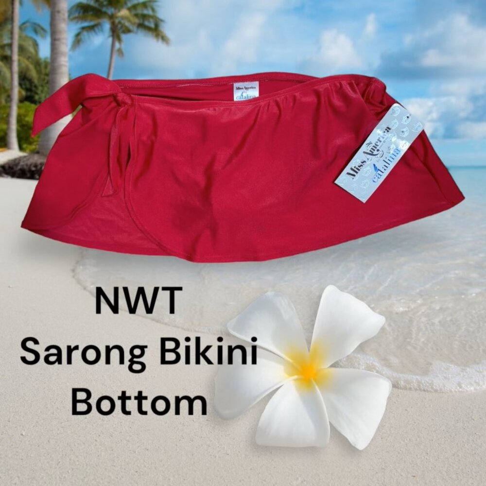 ❤️NWT CATALINA MISS AMERICA CORAL PINK SARONG BIKINI BOTTOM Size:4/6 #H - Picture 1 of 9